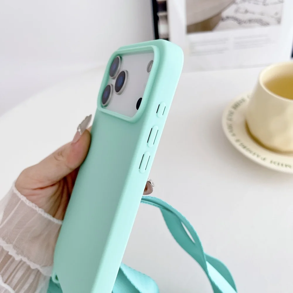 Silikonowe Etui Crossbody z Smyczą na Szyję do iPhone (antywstrząsowe)