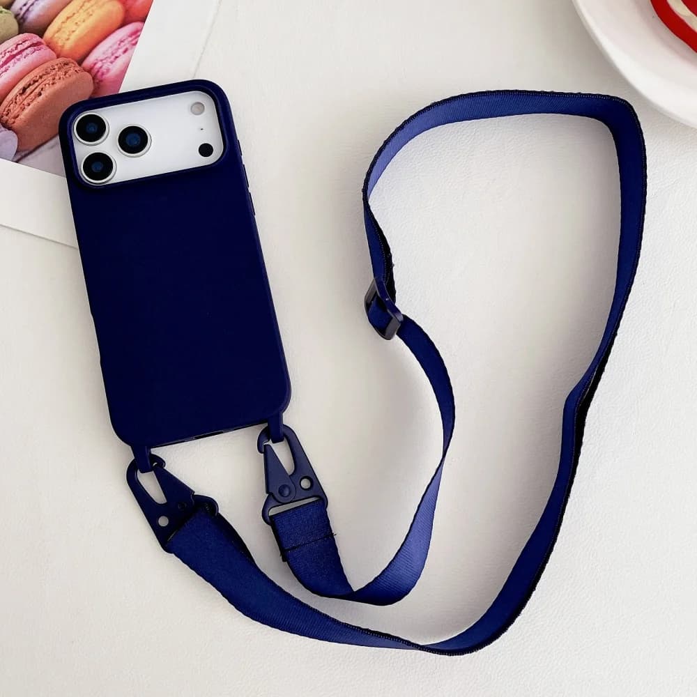 Silikonowe Etui Crossbody z Smyczą na Szyję do iPhone (antywstrząsowe)