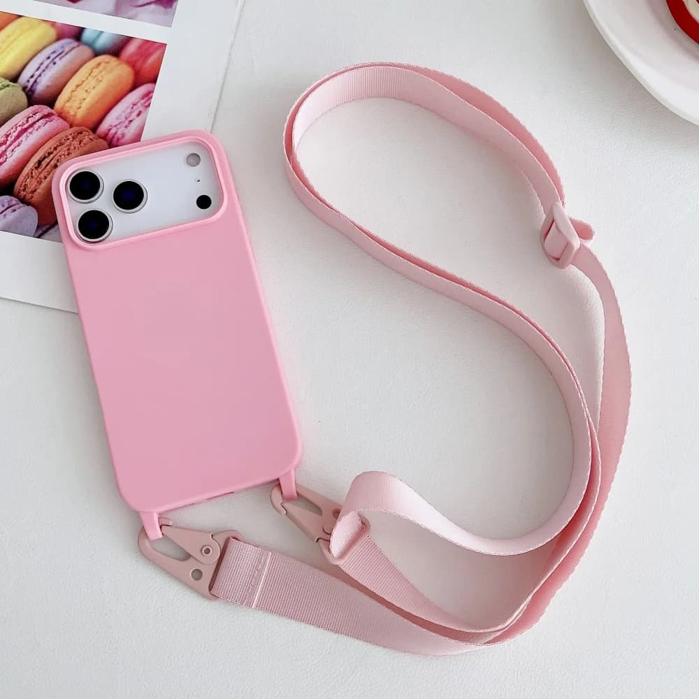 Silikonowe Etui Crossbody z Smyczą na Szyję do iPhone (antywstrząsowe)