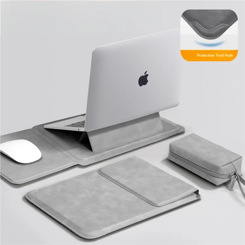 Elegancki Pokrowiec na Laptopa 13-16" MacBook ze Stojakiem | Premium PU