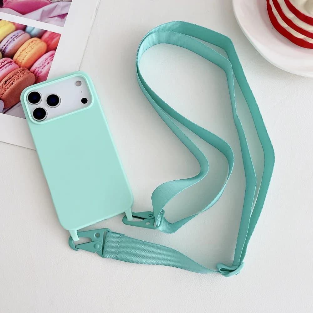 Silikonowe Etui Crossbody z Smyczą na Szyję do iPhone (antywstrząsowe)