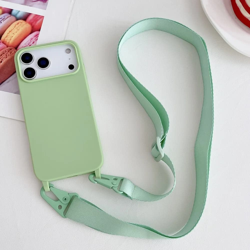 Silikonowe Etui Crossbody z Smyczą na Szyję do iPhone (antywstrząsowe)