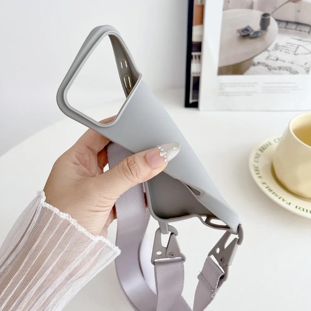 Silikonowe Etui Crossbody z Smyczą na Szyję do iPhone (antywstrząsowe)