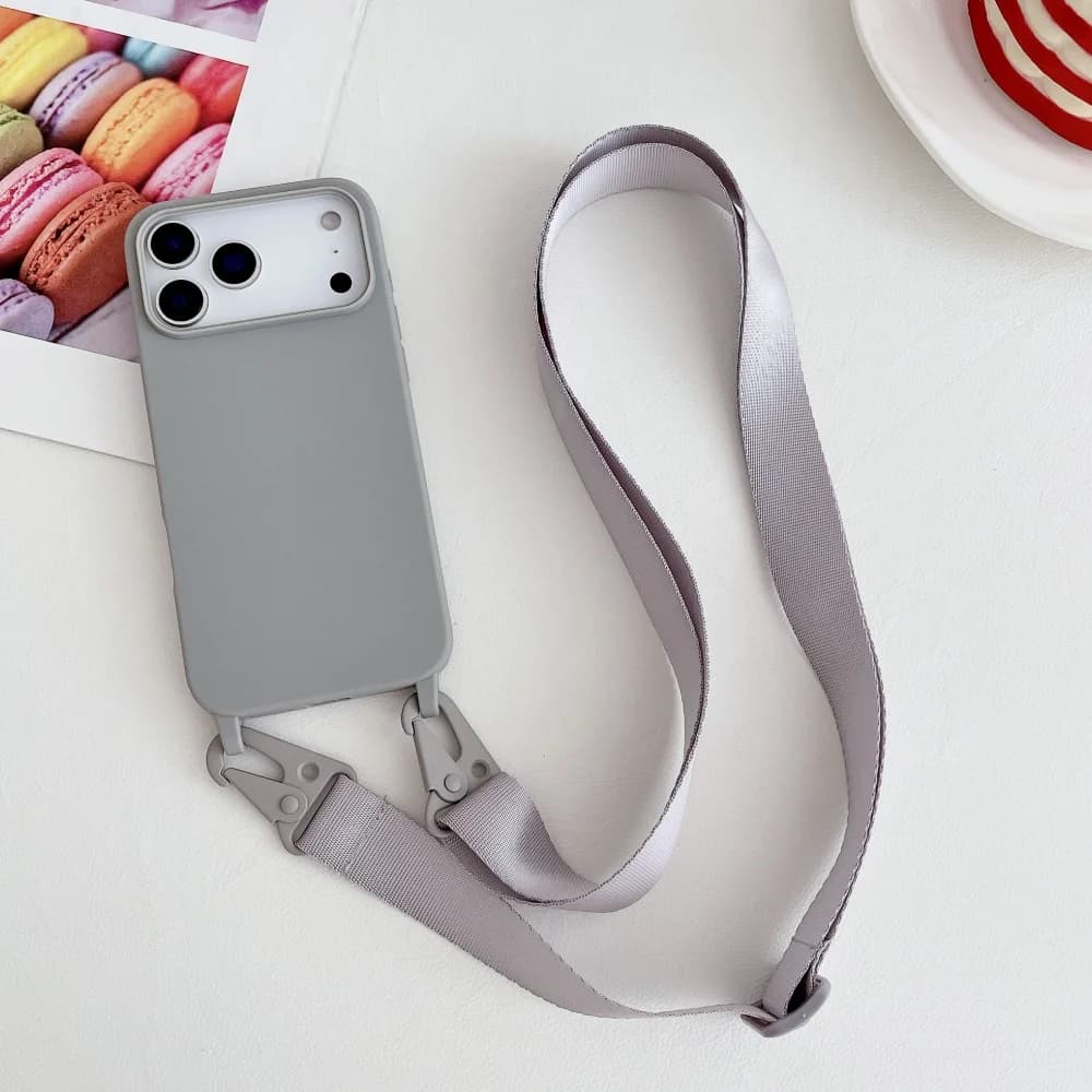 Silikonowe Etui Crossbody z Smyczą na Szyję do iPhone (antywstrząsowe)