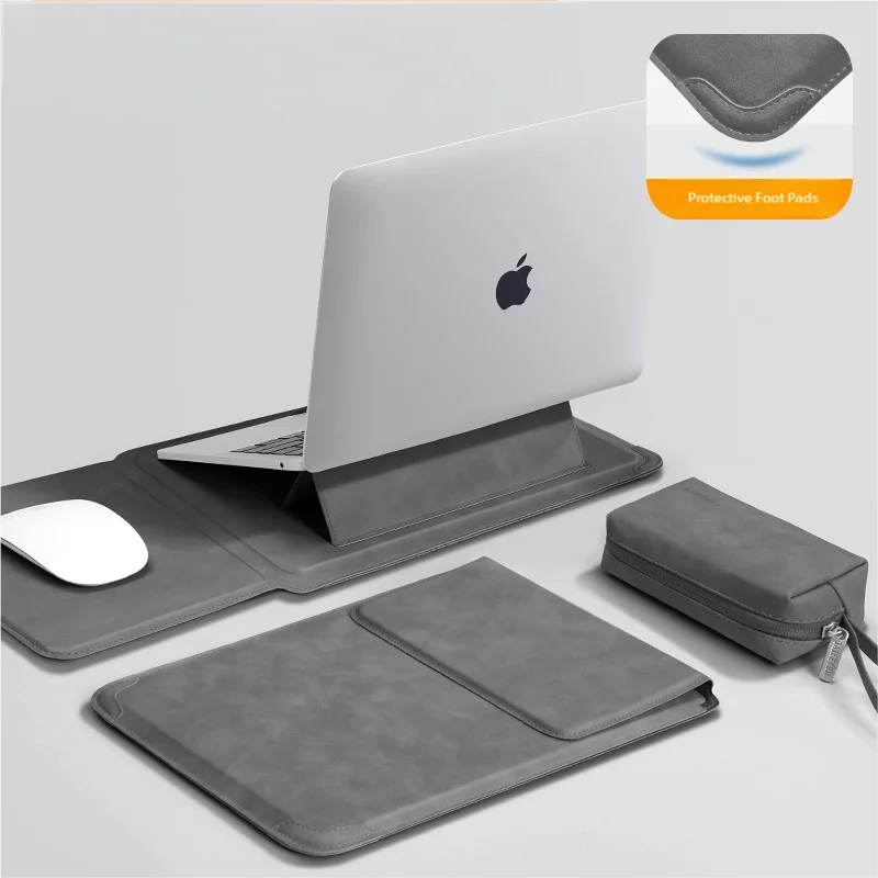 Elegancki Pokrowiec na Laptopa 13-16" MacBook ze Stojakiem | Premium PU