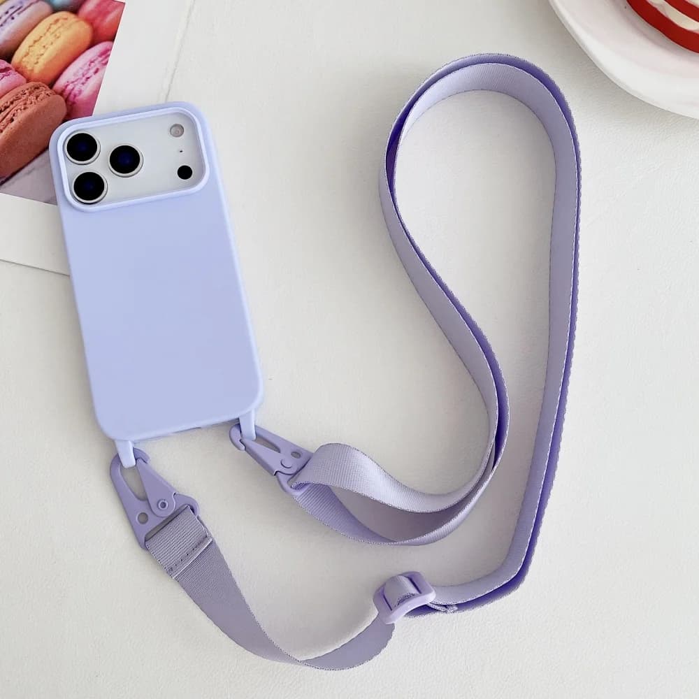 Silikonowe Etui Crossbody z Smyczą na Szyję do iPhone (antywstrząsowe)